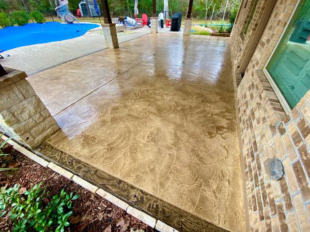 Decorative concrete overlay patio by Concrete Renewal LLC