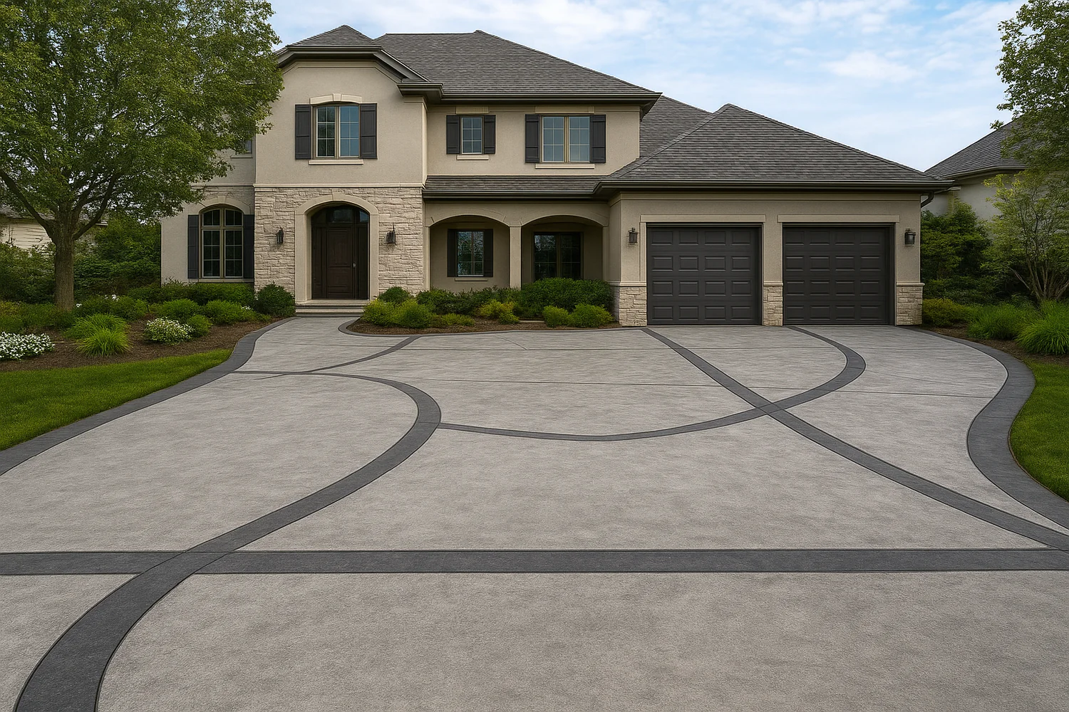 Custom concrete driveway design by Concrete Renewal LLC