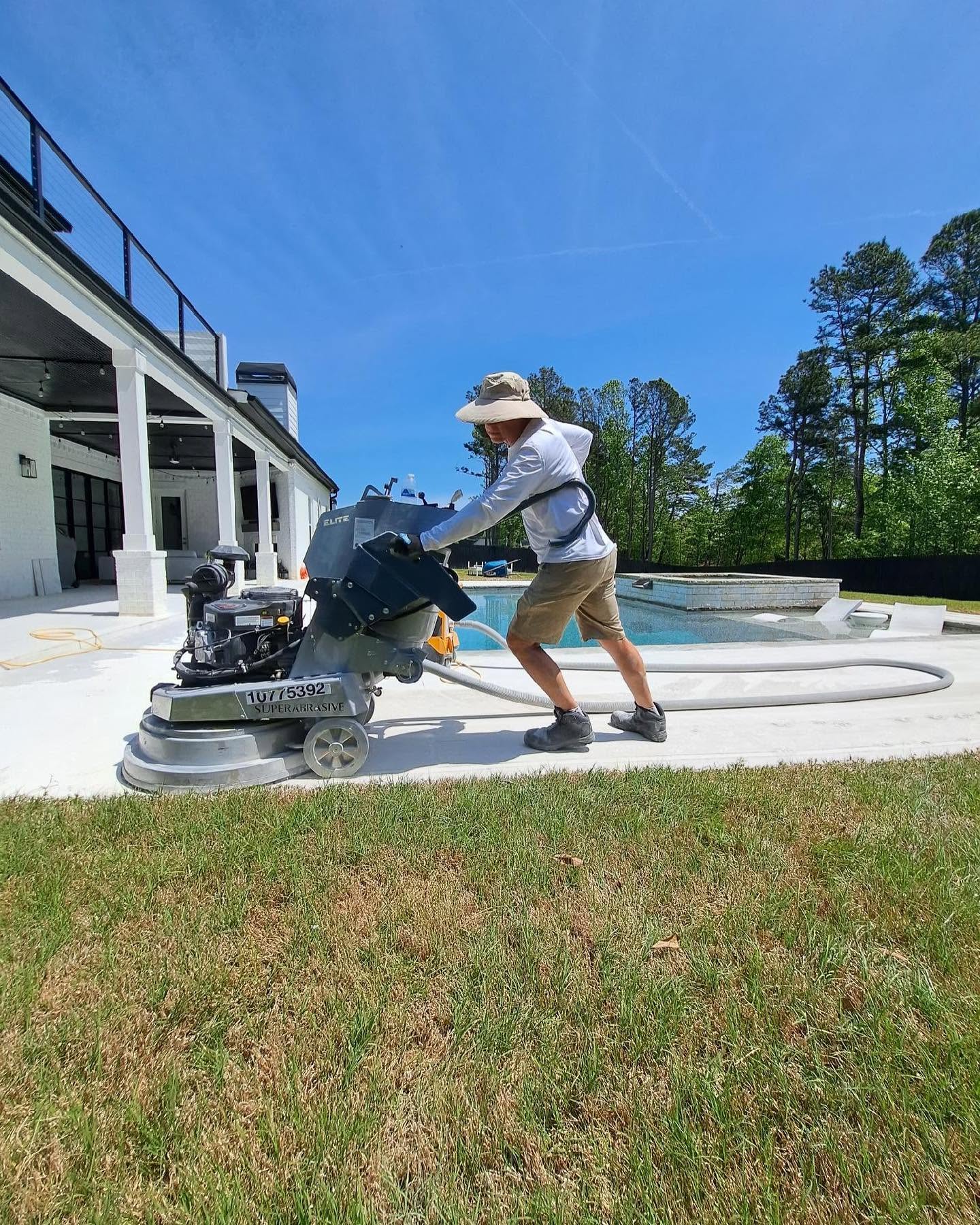 Decorative concrete pool deck by Concrete Renewal LLC